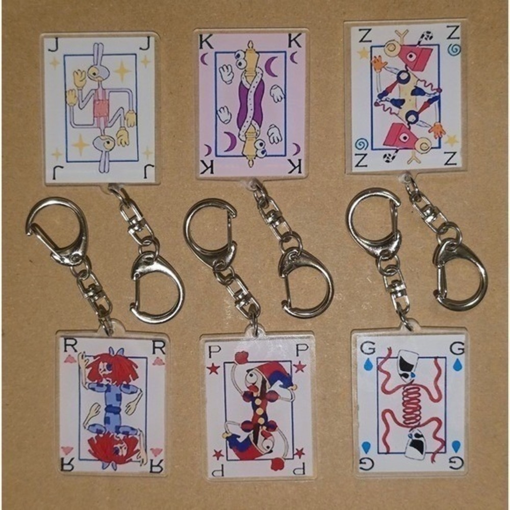 TADC The Amazing Digital Circus Playing Cards Keychains Handmade! SET OF 6
